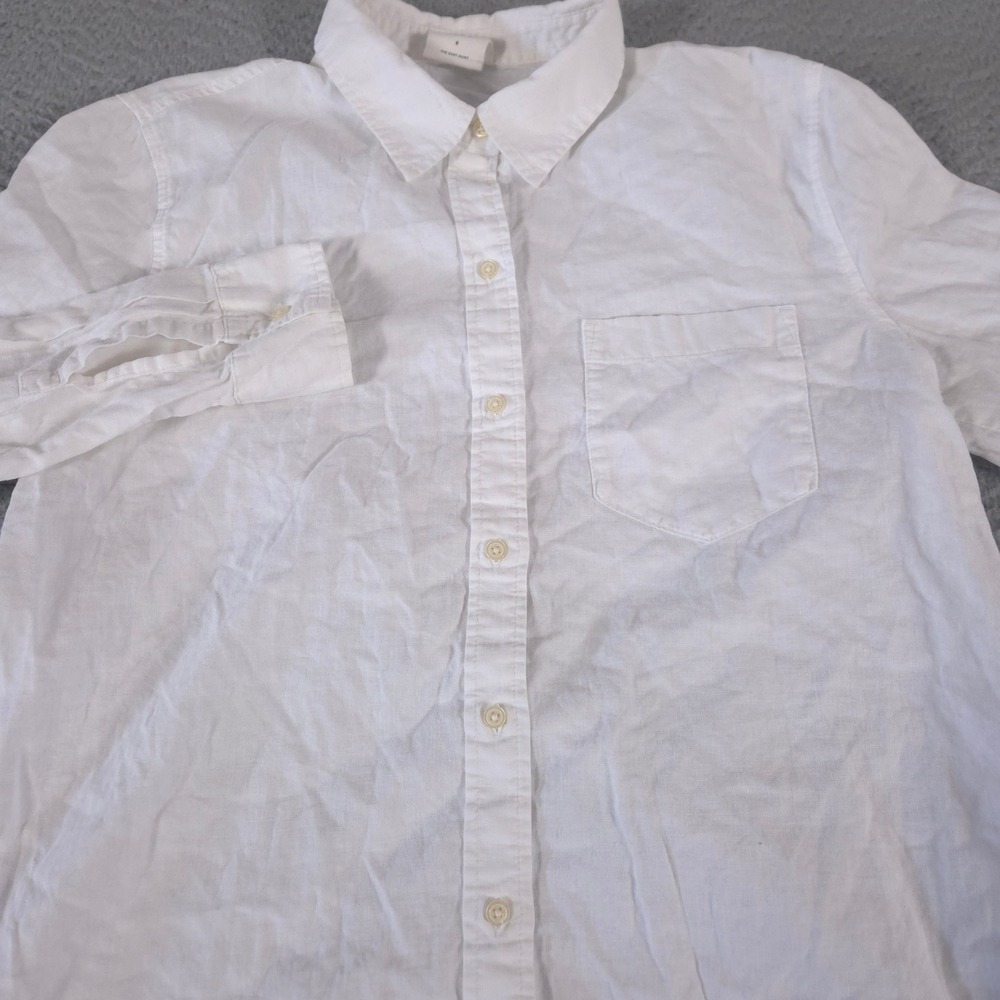 Gap Shirt Womens Small White The Easy Shirt Linen Cotton Blend Long Sleeve Top